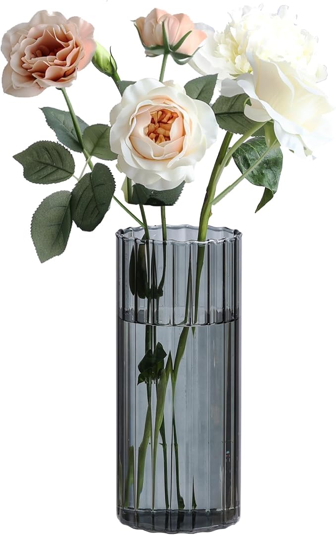 ComSaf Glass Cylinder Vase 8 Inch Tall, Hurricane Floating Candle Holder by ComSaf