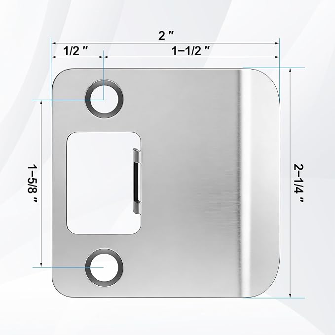 2 Pack Extended Strike Plate Round Corner, 2 X 2.25 Inch, 2-1/4" x 1-1/2" - Image 2