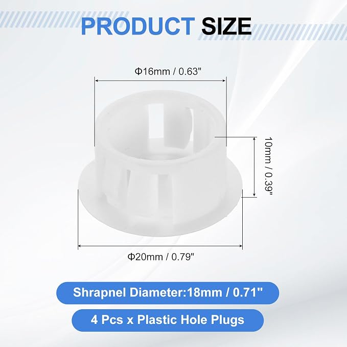 uxcell 4Pcs Plastic Hole Plugs, 16mm Flush Type Panel Plugs, Round Snap - Image 2