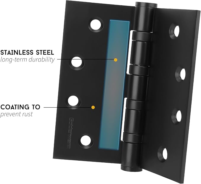 3 Pack goldenwarm Matte Black 4'' Door Hinges - Image 3