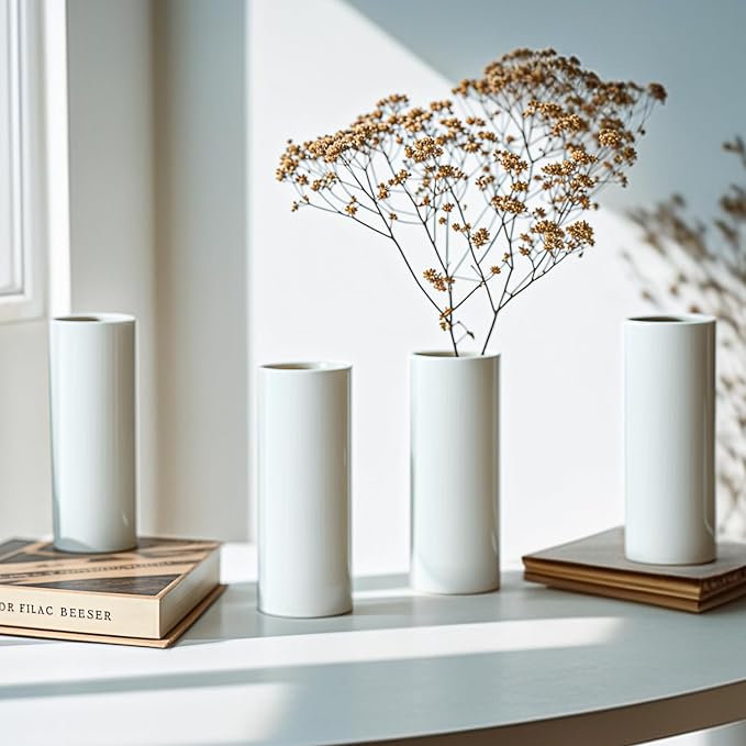 Modern White Ceramic Vase Set of 20 - Image 5