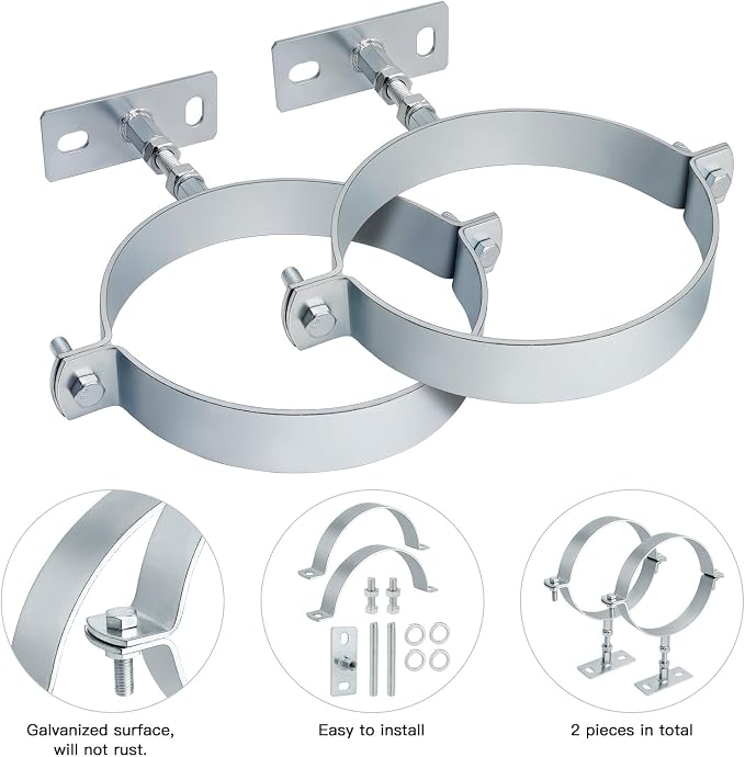 2 Pcs 6 Inch Heavy Duty Adjustable Pipe Bracket, Heavy Duty Split Ring Pipe - Image 2