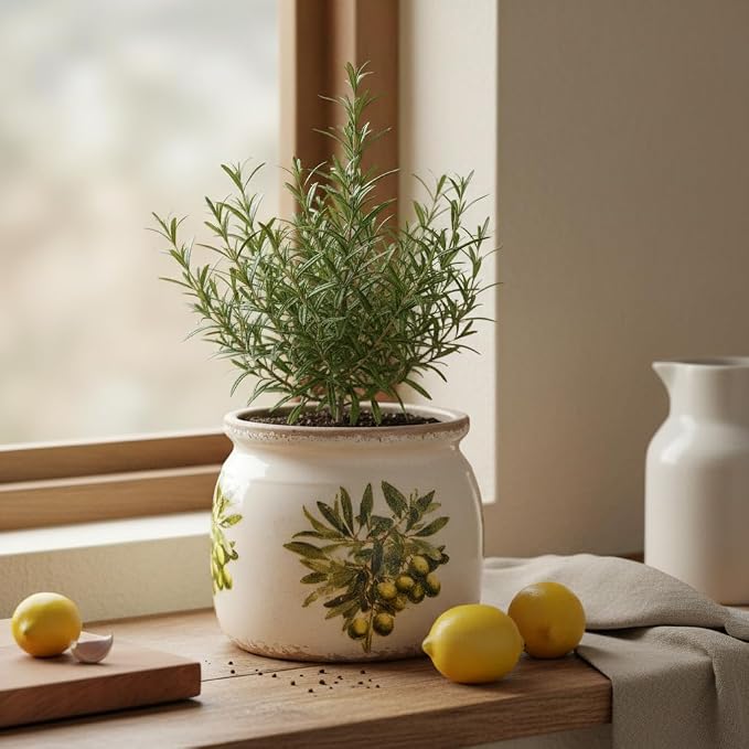 Olive Ceramic Planter, Italian Mediterranean Flower Pot - Image 2