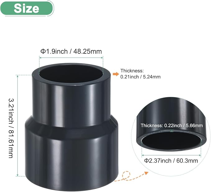 M METERXITY 1-Pack UPVC Reducer Pipe Fitting - Image 3