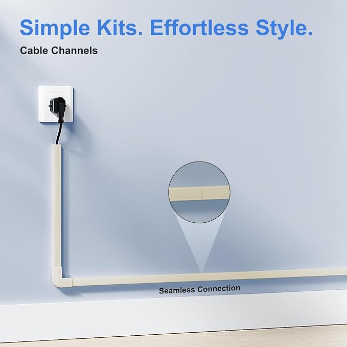 Yecaye Cord Covers for Wires on Wall, W0.95in H0.55in, Medium Cord Organizer - Image 5