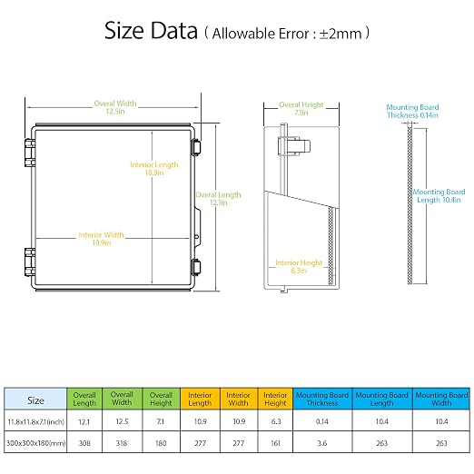 Electrical Box, IP67 Waterproof Hinged Cover Stainless Steel Latch Junction Box - Image 2