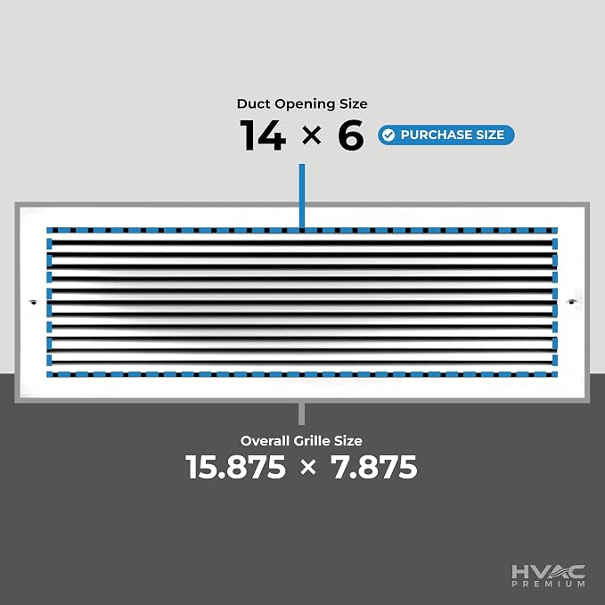 HVAC Premium 14'' X 6'' Aluminum Return Grille - Image 2