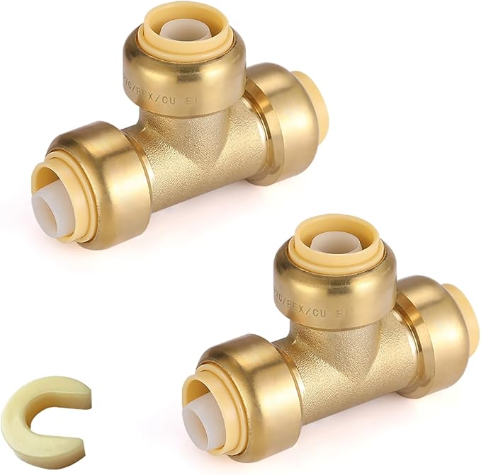 200PC HeSun 1/2" Pushfit Tee, Push to Connect Plumbing Fittings | Brass by HeSun
