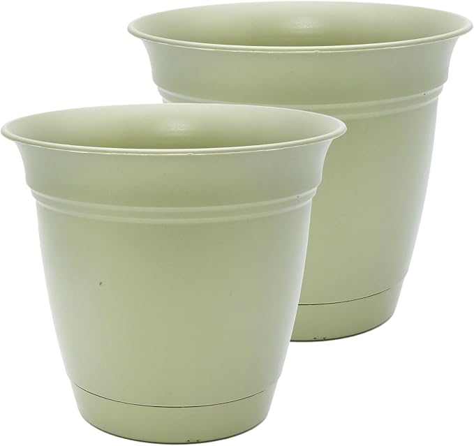 The HC Companies Eclipse Round Planter Pot, 12 Inch, Attached Saucer, Drainage by TheHCCompanies