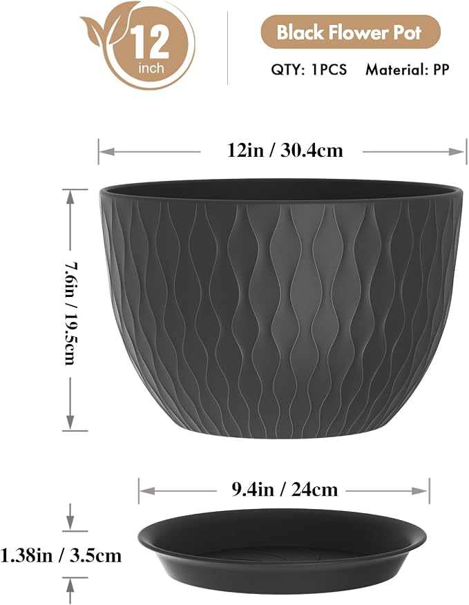WSMKSZ 12 Inch Large Plant Pots - Image 2
