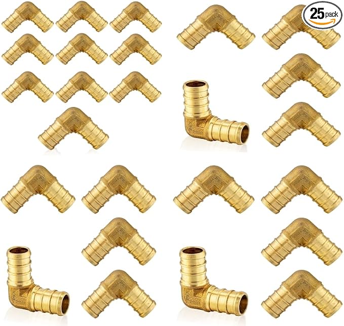 25PACK EFIELD 3/4 Inch Pex Elbow Barb Crimp Brass Fitting | by EFIELDPEXTUBING