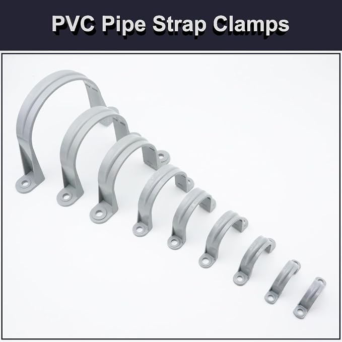 PVC Pipe Strap, 2-Holes Conduit Pipe Clamps Plastic Pipe Supports - Image 5