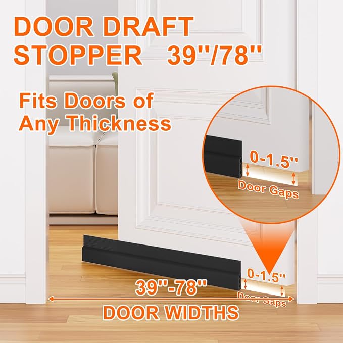 5Pack Door Draft Stopper, Blocks Cold Air, Dust & Light - Image 4