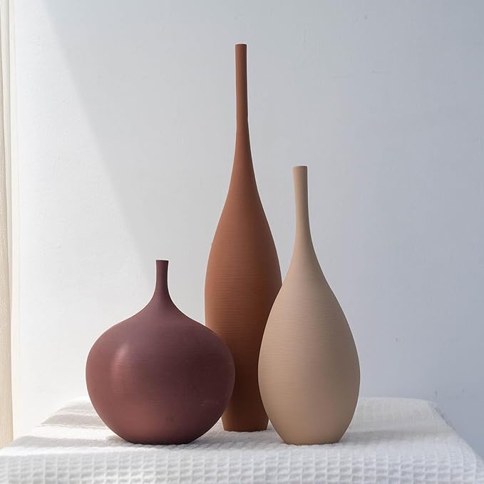 Relexome Ceramic Modern Vase Set of 3 Farmhouse Decorative Vase Minimalist by Relexome