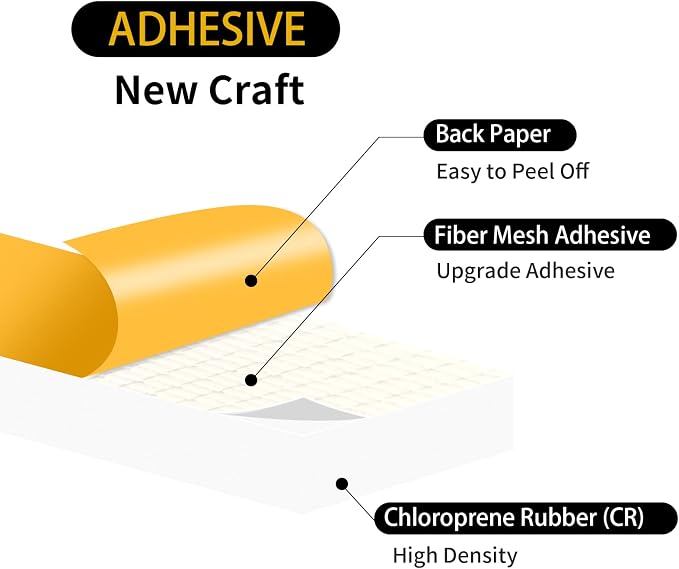 Weather Stripping Tape for Door, High Density CR, 1 in x 1/2 in x 13Ft | - Image 3