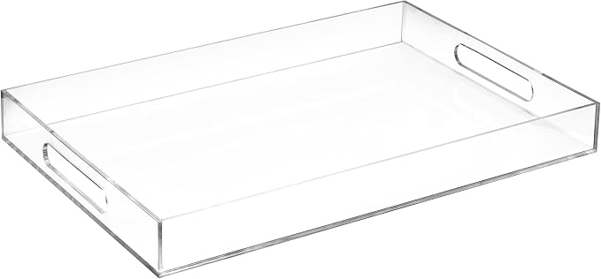 Modern Elegant 16"x12" Rectangle Acrylic Lucite Plastic Decorative Tray Clear by HomeRedefined