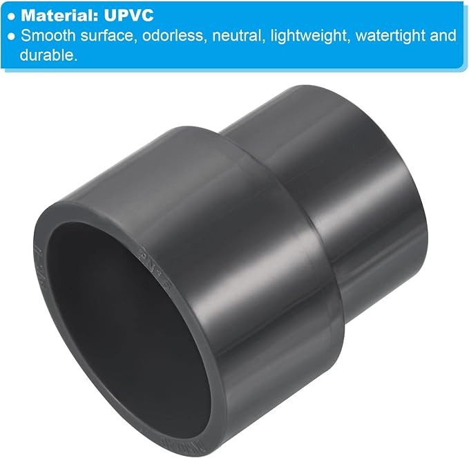 PATIKIL PVC Reducer Pipe Fitting 50mmx63mm ID Socket, Straight Coupling Adapter - Image 4