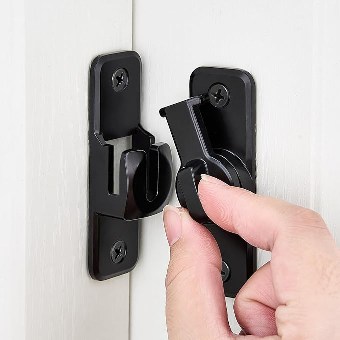 Black 90/180 Degree Flip Latch, Zinc Alloy Barn Door Latch | Right Angle Door - Image 3