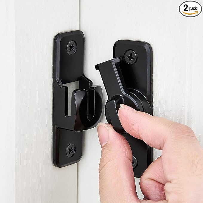 2 Pcs Black 90/180 Degree Flip Latch, Zinc Alloy Barn Door Latch | Right Angle by INIRET