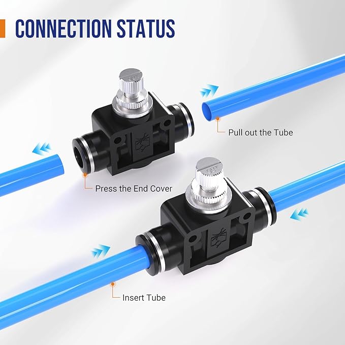5/16 8mm Push To Connect Valve, Shut Off Air Flow Control Fittings | Pneumatic - Image 6