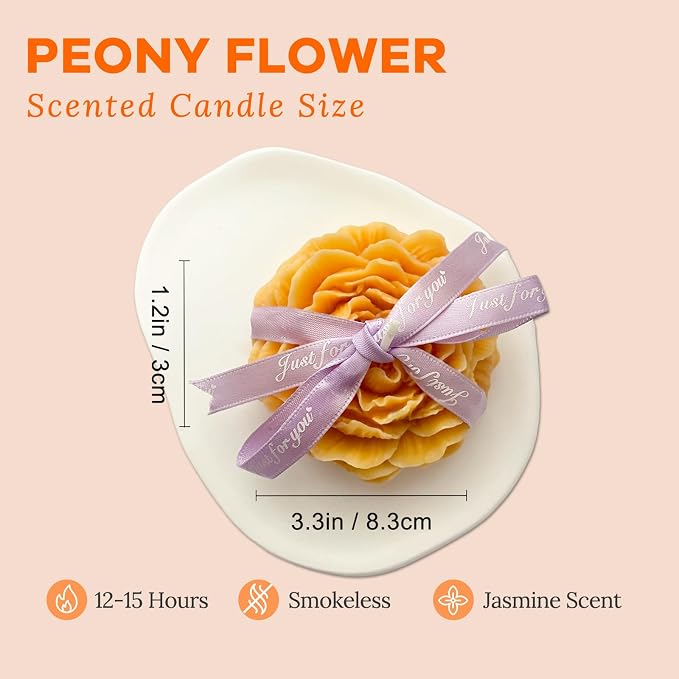 Light-Orange Peony Flower Shape Candles - Image 6