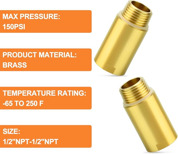GASHER 2Pcs Brass Pipe Plumbing Adapter - Image 6
