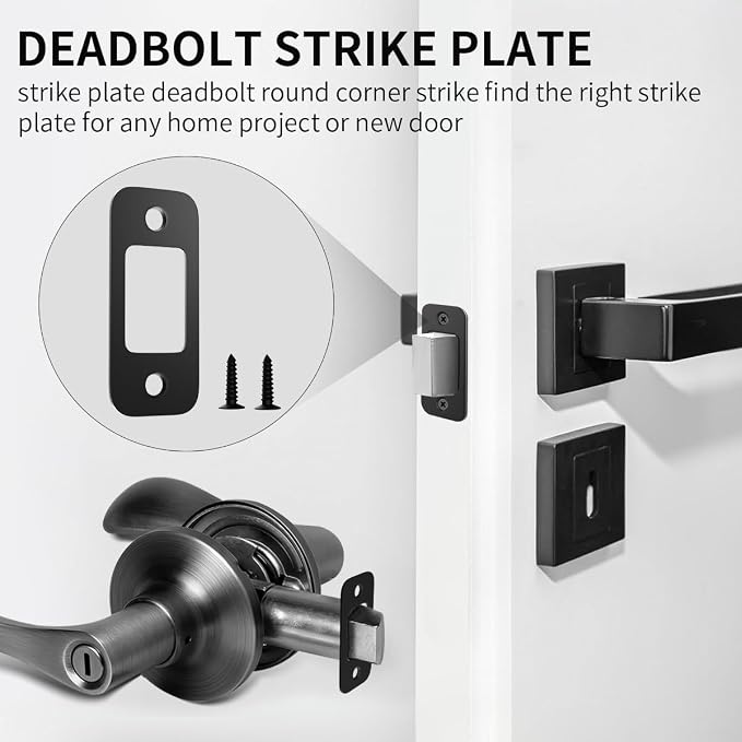 2Pack Deadbolt Strike Plate Door Backplate, Door Strike Plate - Image 3