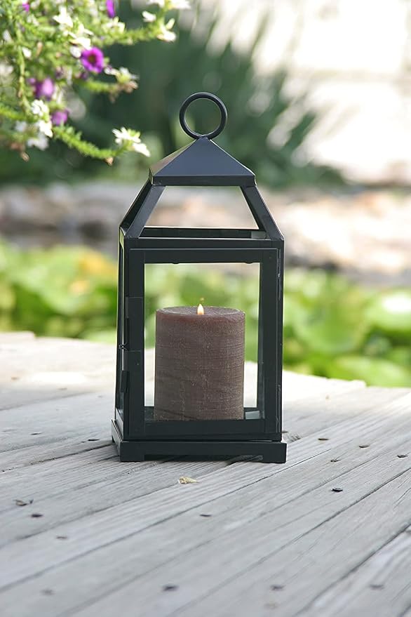 Hosley 12 Inch High Clear Glass and Iron Classic Style Lantern Ideal Gift - Image 9