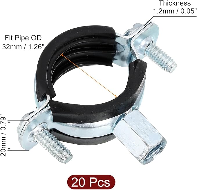 uxcell 20 Pcs Adjustable Pipe Bracket Clamp, 1-1/4" Wall Ceiling Mount Split - Image 2