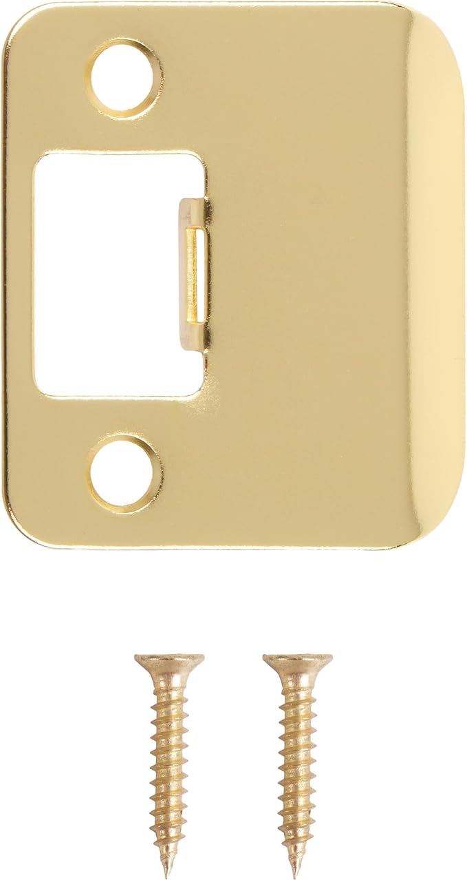 Round Corner Extended Lip Strike Plate, 2-1/4" x 1-1/2", Polished Brass - Image 2
