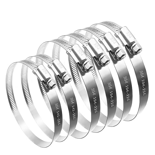 6PCS Adjustable 304 Stainless Steel Duct Clamps Hose Clamp, 8 Inch and 6 Inch by maierke