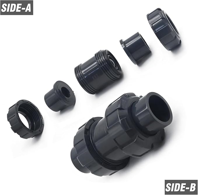 PVC True Union Check Valve, 3/4 Inch Slip Swing Full Port Utility, Sch80 Socket - Image 3