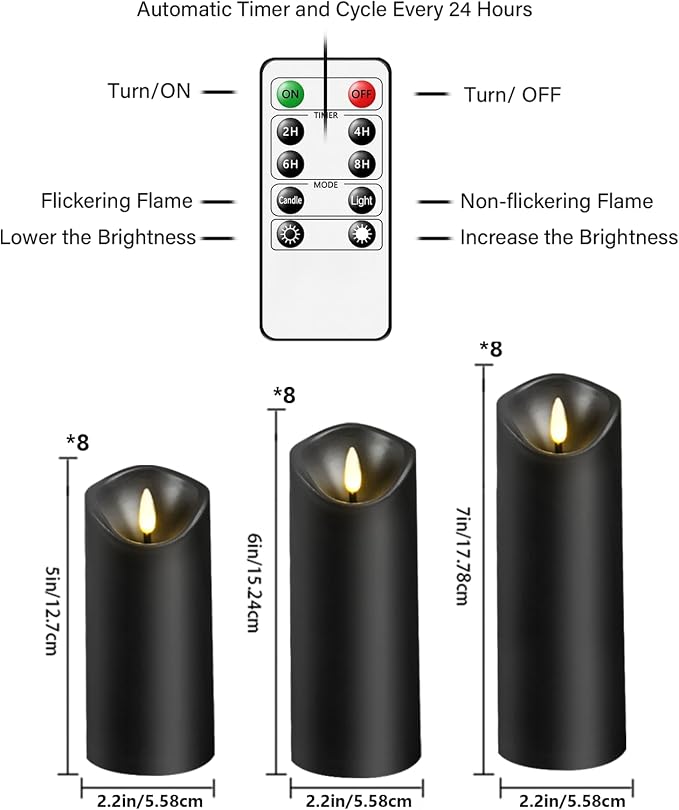 kakoya Flickering Flameless Candles, Battery Operated Plastic LED Pillar Candles - Image 5