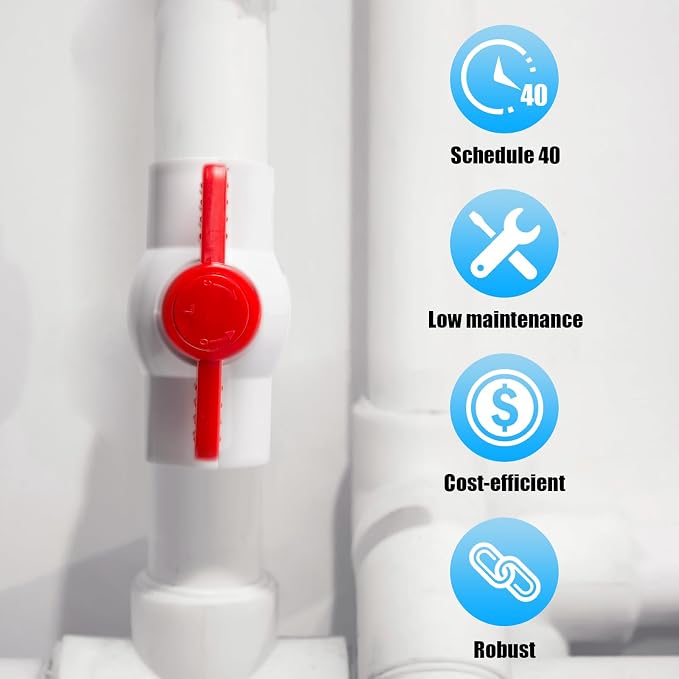 6PCS 1" PVC Ball Valve, Shut-Off Ball Valves Socket - Image 7