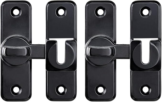 2 Pcs Black 90/180 Degree Flip Latch, Zinc Alloy Barn Door Latch | Right Angle - Image 8