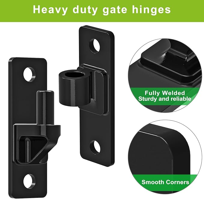 4.9" Heavy Duty Gate Hinges, Wall Mount Female Male Hinges | 2 Pairs, - Image 6