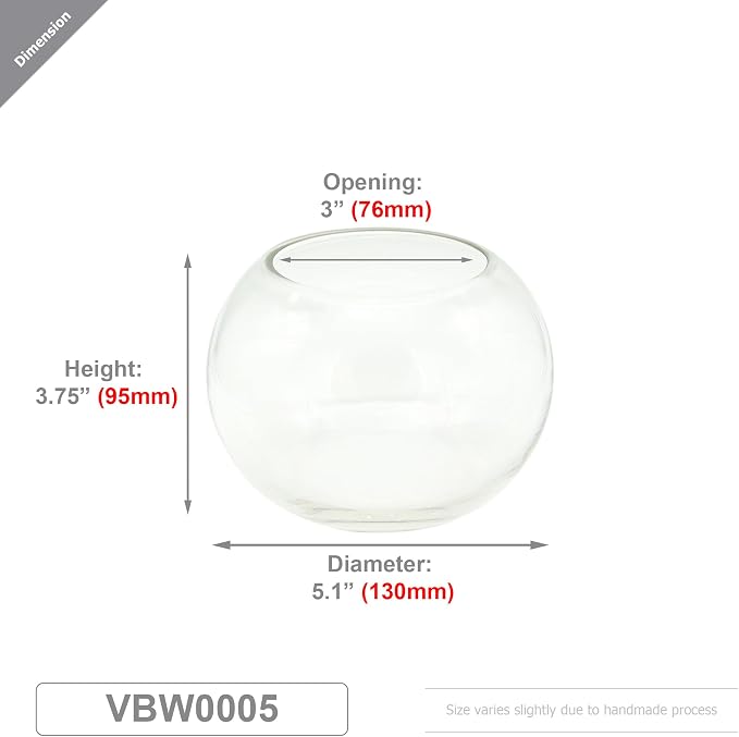WGV Bowl Glass Vase, Diameter 5.1", Height 3.75", Open Width 3", 1 Piece - Image 2
