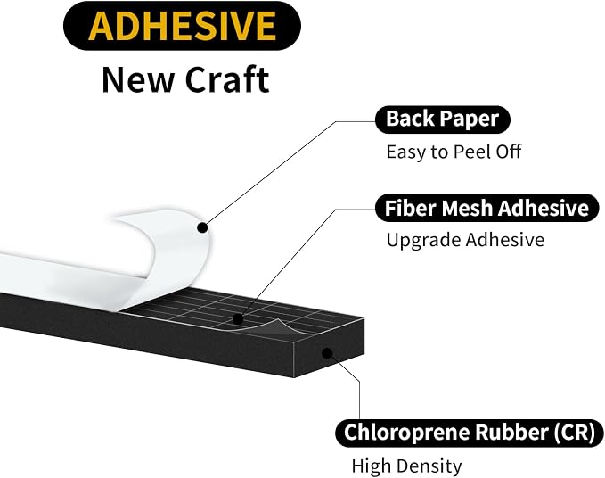 Door Seal Strip, High Density CR Insulation Tape, 3/8 in x 1/8 in x 16.5Ft | - Image 5