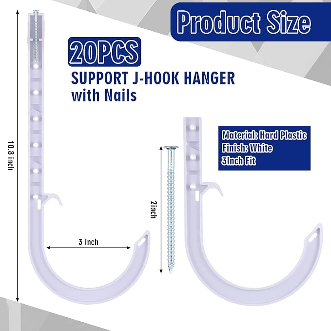 Novabright 20 Pcs 3 Inch Pex Support J Hook Pipe Hanger - Image 2