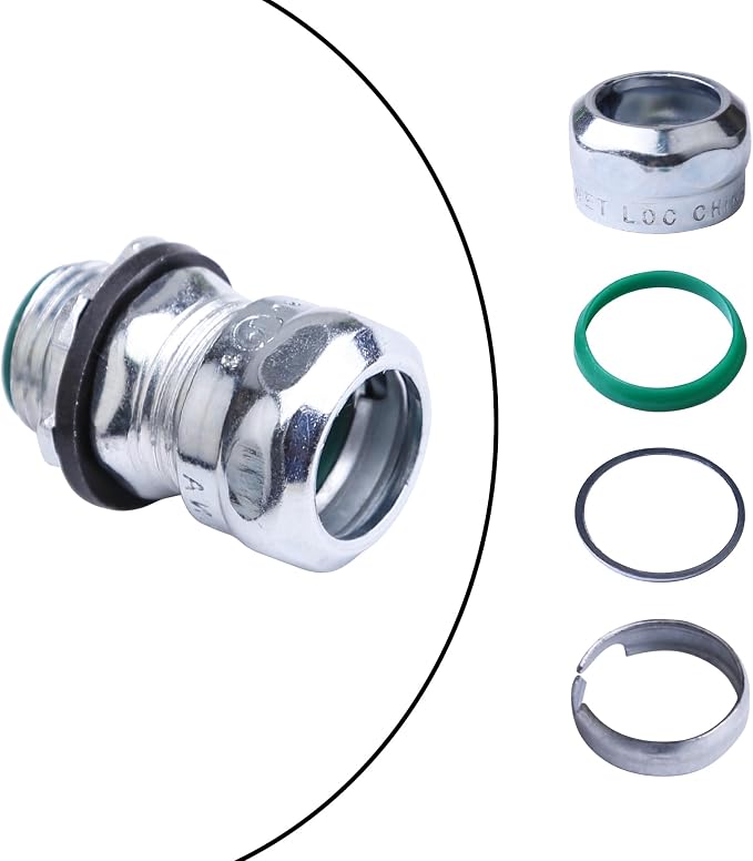 10 Pcs 1/2 Inch EMT Raintight Compression Connectors, Zinc Plated Steel - Image 5