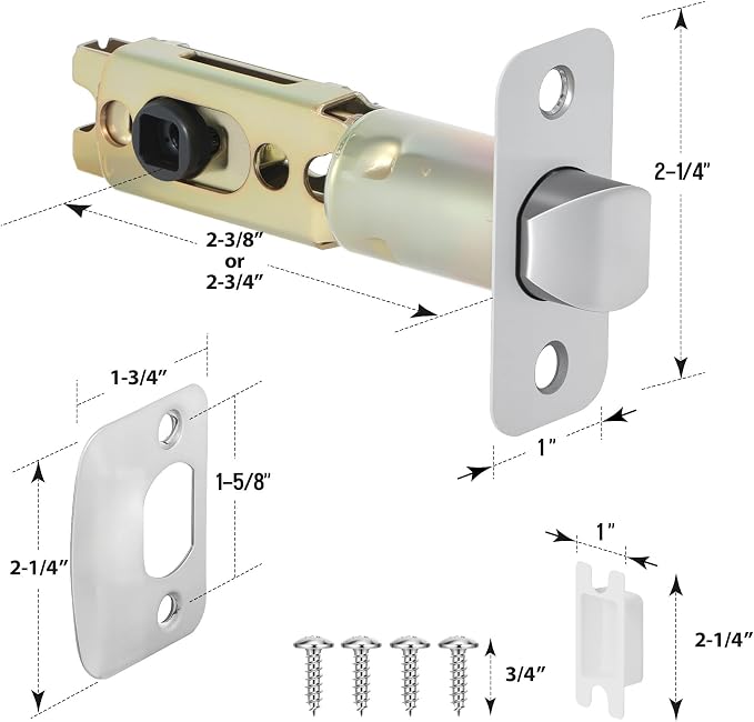 Brushed Nickel 1 Pack Door Lock Part, Stainless Steel Door Latch Replacement - Image 2