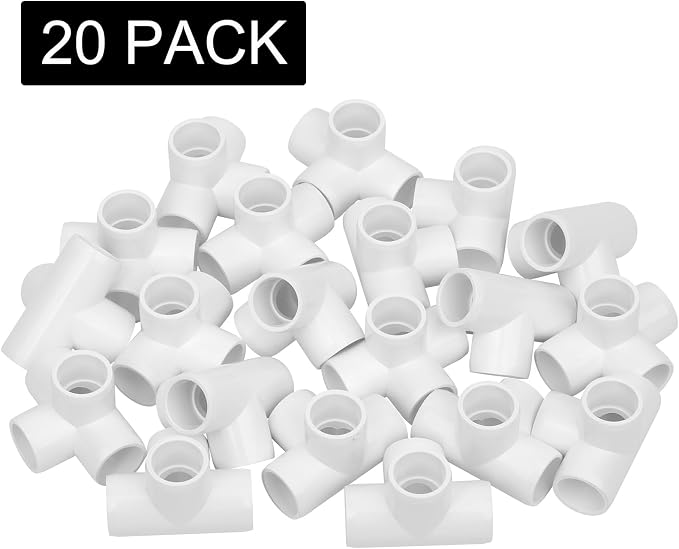 20Pack 1/2IN 4-Way Elbow PVC Pipe Fittings Furniture Grade SCH40 4 Way Side - Image 6