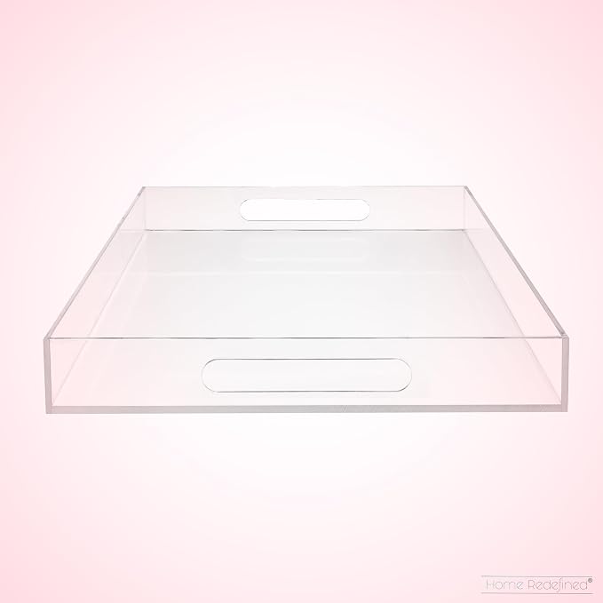 Modern Elegant 16"x12" Rectangle Acrylic Lucite Plastic Decorative Tray Clear - Image 4