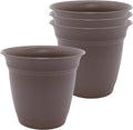 The HC Companies Eclipse Round Planter Pot, 6 Inch, Cappuccino, Attached Saucer by TheHCCompanies