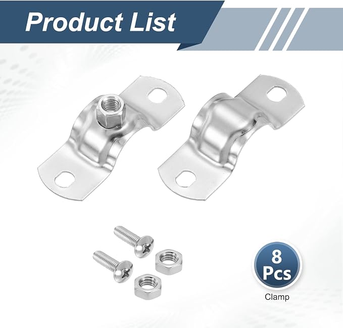 HARFINGTON 8 Pcs Adjustable Pipe Bracket Clamps 13/16" Stainless Steel Wall - Image 3