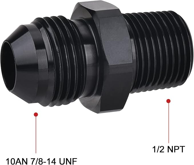 EVIL ENERGY 10AN Male Flare to 1/2" NPT Pipe Fitting Adapter Aluminum Straight - Image 2