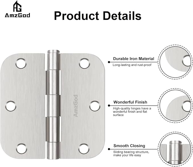 Door Hinges Brushed Nickel - Image 5