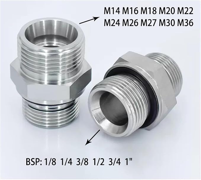 Transition joint male thread 1/8 1/4 3/8 1/2 3/4 1" to metric thread male - Image 2