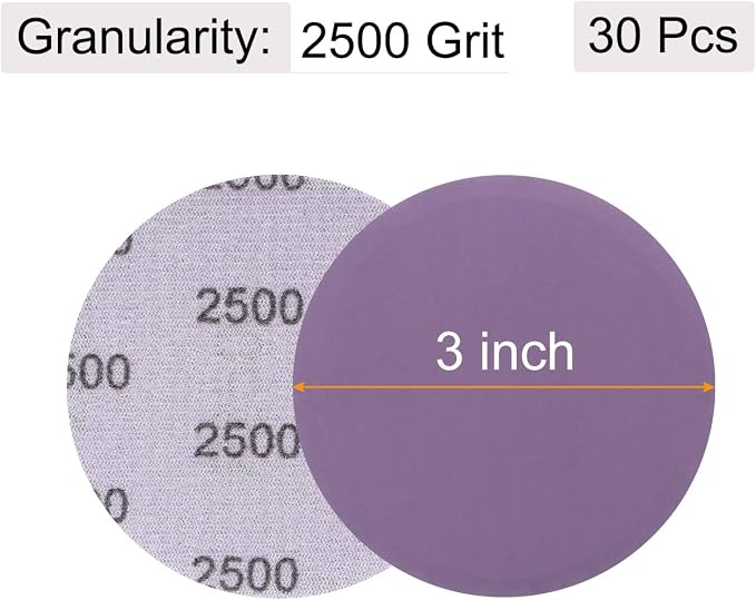 uxcell 30Pcs 3" Purple Sanding Discs 2500 Grits Hook and Loop Sand Paper | - Image 2