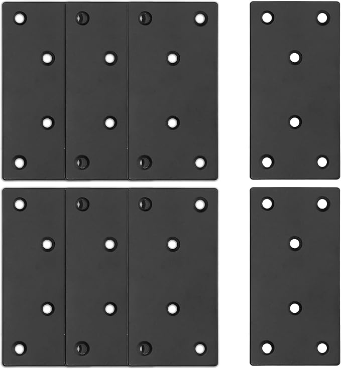 Bonsicoky 8Pcs Flat Straight Brace Brackets, 3.9 x 2 / 100 x 50mm | Stainless by Bonsicoky